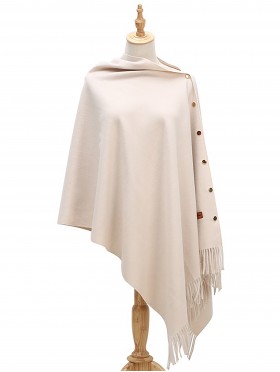 Cashmere Feeling Shawl w/ Openable Button Details